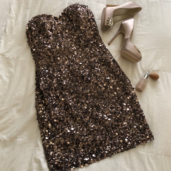 Scala Dresses & Skirts - MINT Scala Smoky Chocolate Sequined Cocktail Dress